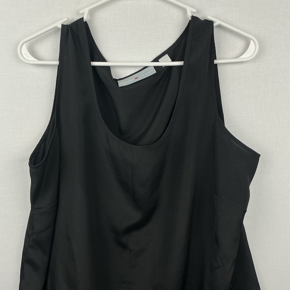 Avenue Studio Talbots Shell Camisole Set Womens Plus 14/16 16 Black Silk Layered